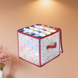 Foldable Plastic 64 grids ornament storage box container for Christmas Ball